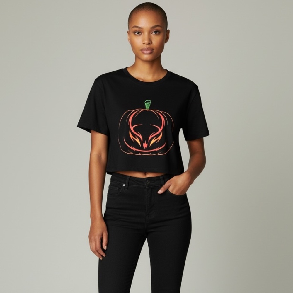 Cyberdog London “Cyberween” Pumpkin Glow Crop Top NWT